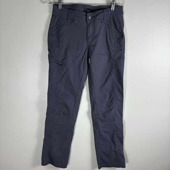 Prana Women's 8 Gray Stretch Straight Leg Zip Pocket Convertible Hiking‎ Pants - Picture 1 of 7